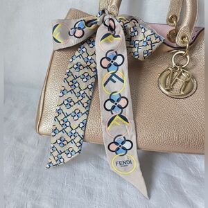 Auth Fendi FF Flowerland Silk Twilly